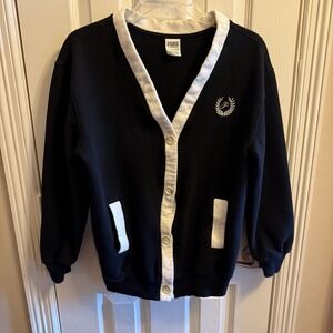 Victoria's Secret PINK Premium Fleece Boyfriend‎ Cardigan Black White Size XS